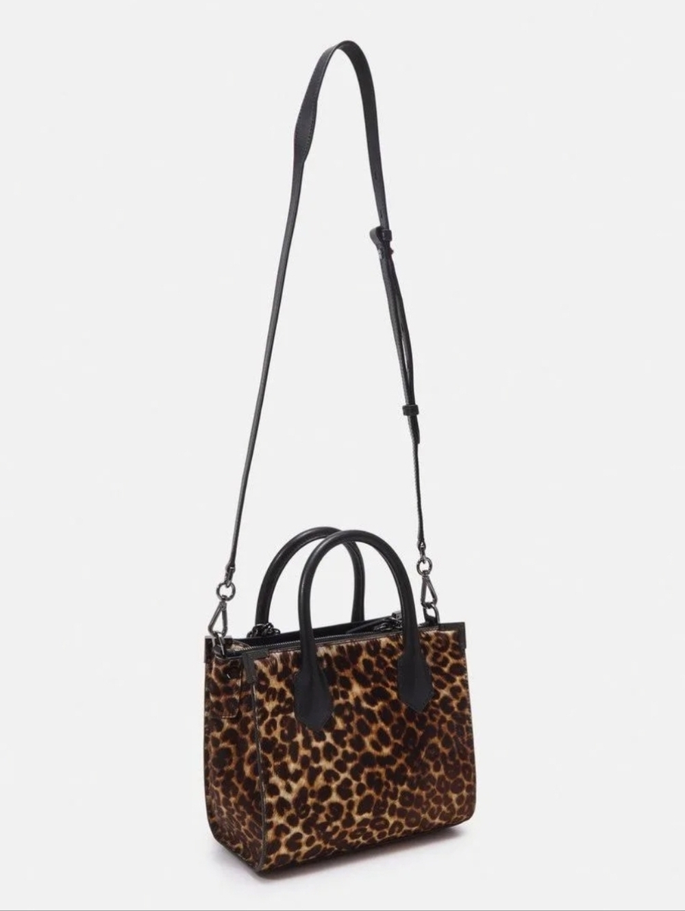 The Kooples Ming Medium Leather And Leopard Pony Calf Hair Crossbody Bag